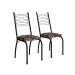 Conjunto de Mesa Retangular com Tampo de MDP Amadeirado e 6 Cadeiras Adriana I Revestimento Sintético Palha e Preto