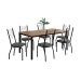 Conjunto de Mesa Retangular com Tampo de MDP Amadeirado e 6 Cadeiras Adriana I Revestimento Sintético Platina e Preto