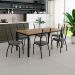 Conjunto de Mesa Retangular com Tampo de MDP Amadeirado e 6 Cadeiras Adriana I Revestimento Sintético Platina e Preto