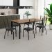 Conjunto de Mesa Retangular com Tampo de MDP Amadeirado e 6 Cadeiras Adriana I Revestimento Sintético Silver e Preto