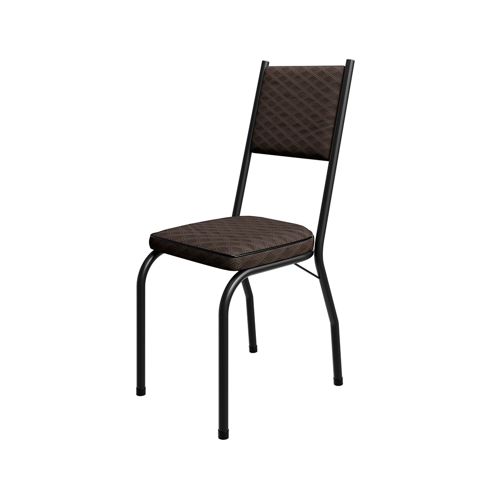 Conjunto de Mesa Retangular com Tampo de MDP Amadeirado e 6 Cadeiras Adriana II Revestimento Sintético Cacau e Preto