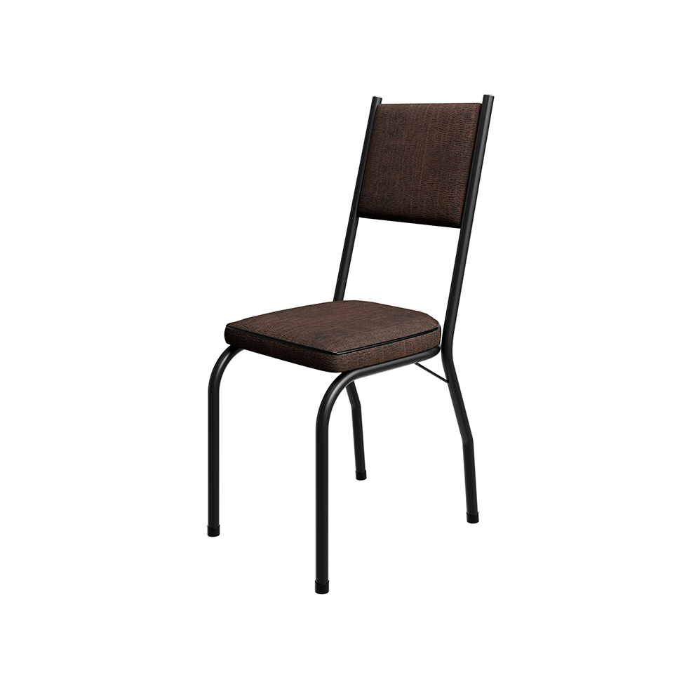 Conjunto de Mesa Retangular com Tampo de MDP Amadeirado e 6 Cadeiras Adriana II Revestimento Sintético Imbuia e Preto