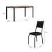 Conjunto de Mesa Retangular com Tampo de MDP Amadeirado e 6 Cadeiras Adriana II Revestimento Sintético Preto