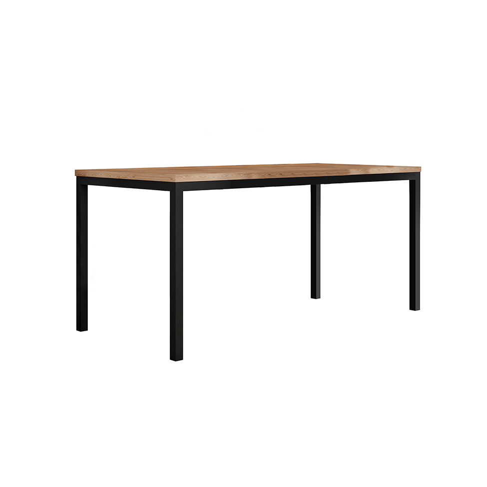 Conjunto de Mesa Retangular com Tampo de MDP Amadeirado e 6 Cadeiras Adriana II Revestimento Sintético Preto