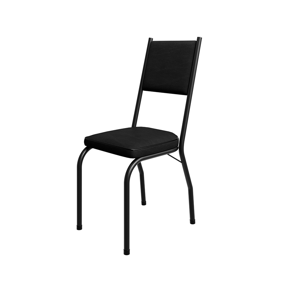Conjunto de Mesa Retangular com Tampo de MDP Amadeirado e 6 Cadeiras Adriana II Revestimento Sintético Preto