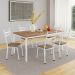 Conjunto de Mesa Retangular com Tampo de MDP Amadeirado e 6 Cadeiras Adriana III Revestimento Sintético Bege e Branco