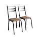 Conjunto de Mesa Retangular com Tampo de MDP Amadeirado e 6 Cadeiras Adriana III Revestimento Sintético Bege e Preto