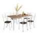 Conjunto de Mesa Retangular com Tampo de MDP Amadeirado e 6 Cadeiras Adriana III Revestimento Sintético Cacau e Branco