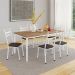 Conjunto de Mesa Retangular com Tampo de MDP Amadeirado e 6 Cadeiras Adriana III Revestimento Sintético Cacau e Branco