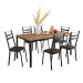 Conjunto de Mesa Retangular com Tampo de MDP Amadeirado e 6 Cadeiras Adriana III Revestimento Sintético Cacau e Preto