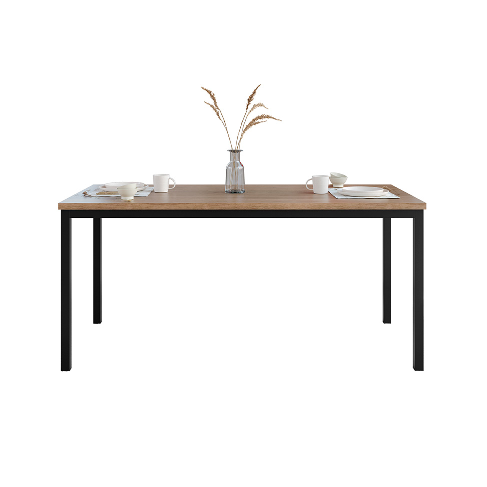Conjunto de Mesa Retangular com Tampo de MDP Amadeirado e 6 Cadeiras Adriana III Revestimento Sintético Cacau e Preto