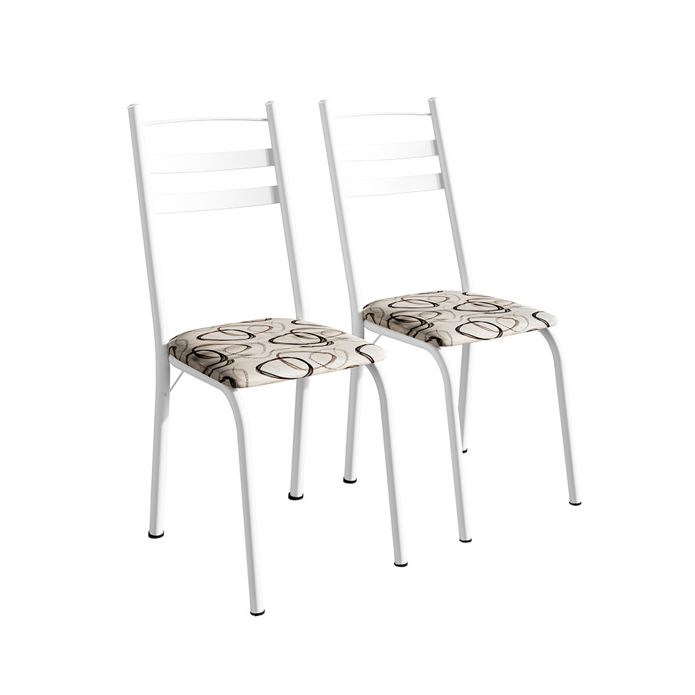 Conjunto de Mesa Retangular com Tampo de MDP Amadeirado e 6 Cadeiras Adriana III Revestimento Sintético Cedro e Branco