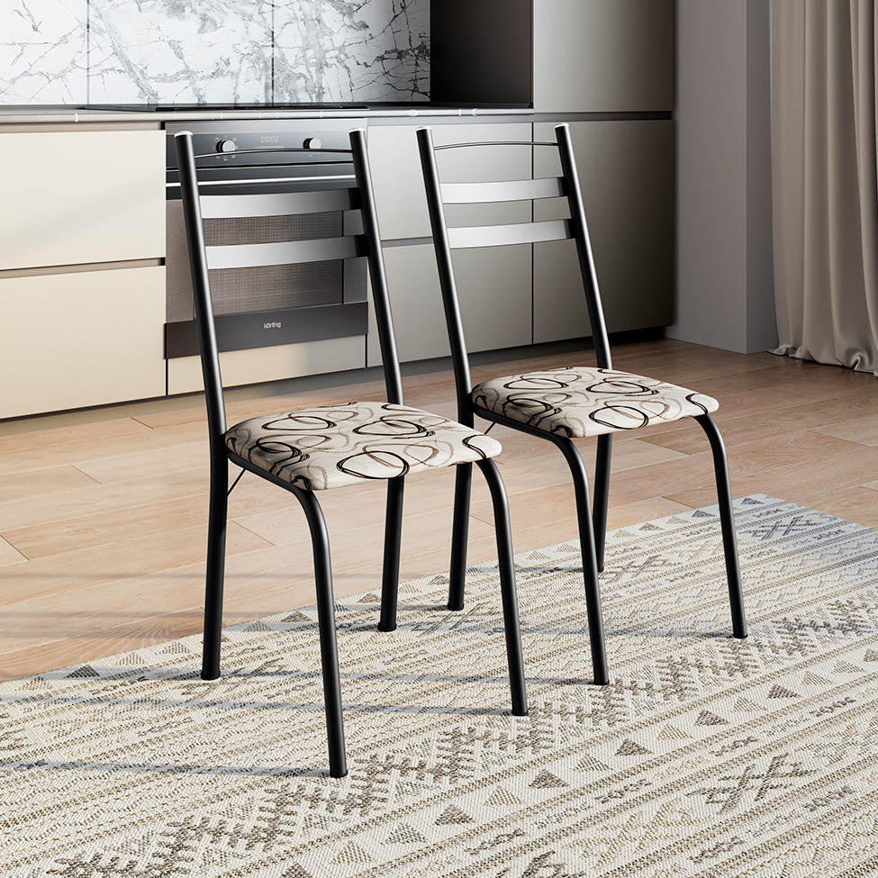 Conjunto de Mesa Retangular com Tampo de MDP Amadeirado e 6 Cadeiras Adriana III Revestimento Sintético Cedro e Preto