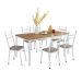 Conjunto de Mesa Retangular com Tampo de MDP Amadeirado e 6 Cadeiras Adriana III Revestimento Sintético Cinza Claro e Branco