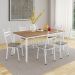 Conjunto de Mesa Retangular com Tampo de MDP Amadeirado e 6 Cadeiras Adriana III Revestimento Sintético Cinza Claro e Branco