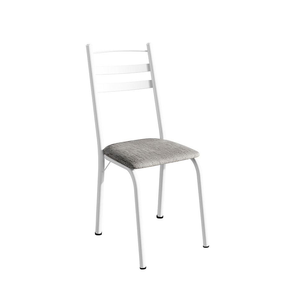Conjunto de Mesa Retangular com Tampo de MDP Amadeirado e 6 Cadeiras Adriana III Revestimento Sintético Cinza Claro e Branco