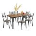 Conjunto de Mesa Retangular com Tampo de MDP Amadeirado e 6 Cadeiras Adriana III Revestimento Sintético Cinza Claro e Preto
