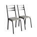 Conjunto de Mesa Retangular com Tampo de MDP Amadeirado e 6 Cadeiras Adriana III Revestimento Sintético Cinza Claro e Preto
