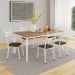 Conjunto de Mesa Retangular com Tampo de MDP Amadeirado e 6 Cadeiras Adriana III Revestimento Sintético Imbuia e Branco