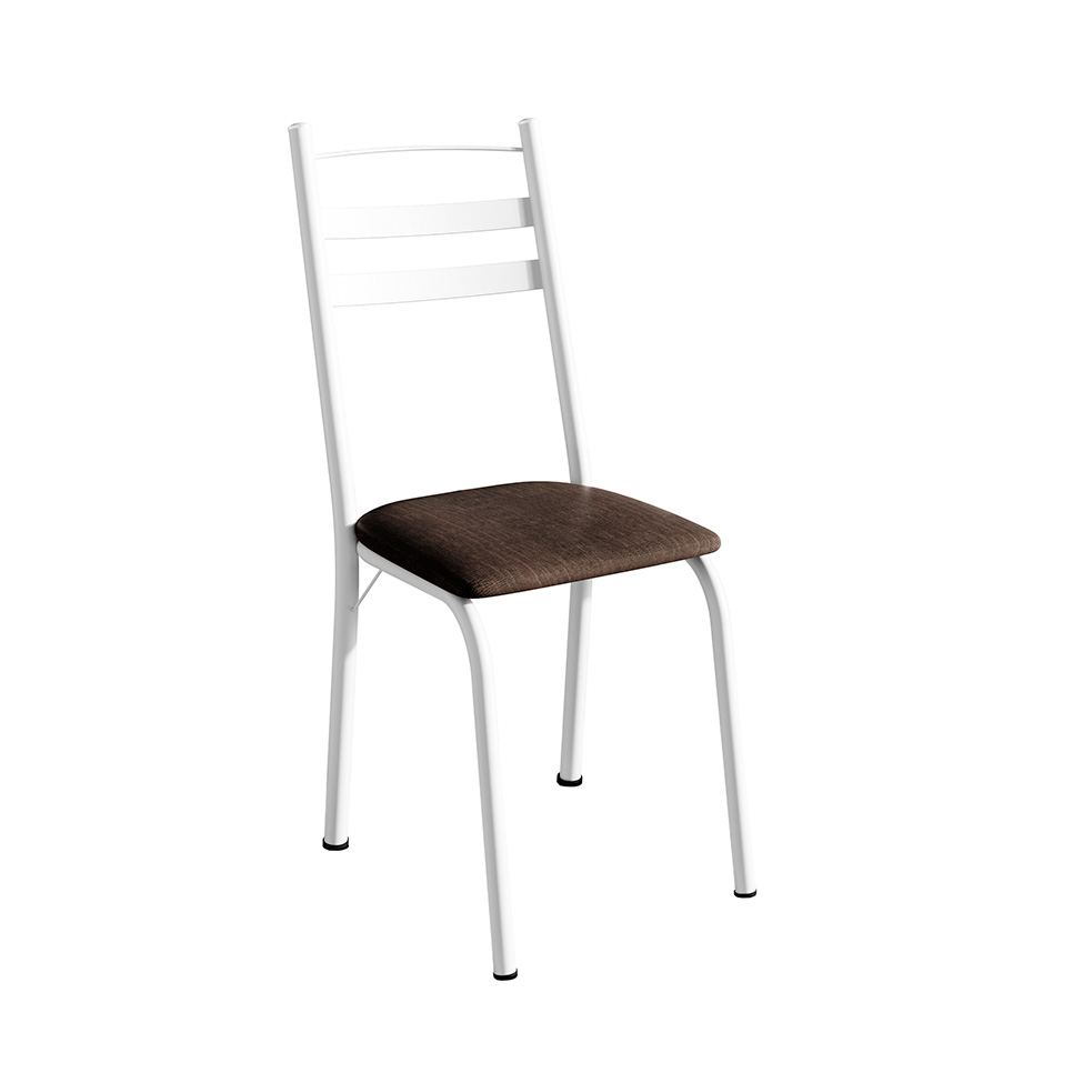 Conjunto de Mesa Retangular com Tampo de MDP Amadeirado e 6 Cadeiras Adriana III Revestimento Sintético Imbuia e Branco