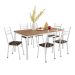 Conjunto de Mesa Retangular com Tampo de MDP Amadeirado e 6 Cadeiras Adriana III Revestimento Sintético Palha e Branco