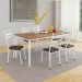 Conjunto de Mesa Retangular com Tampo de MDP Amadeirado e 6 Cadeiras Adriana III Revestimento Sintético Palha e Branco