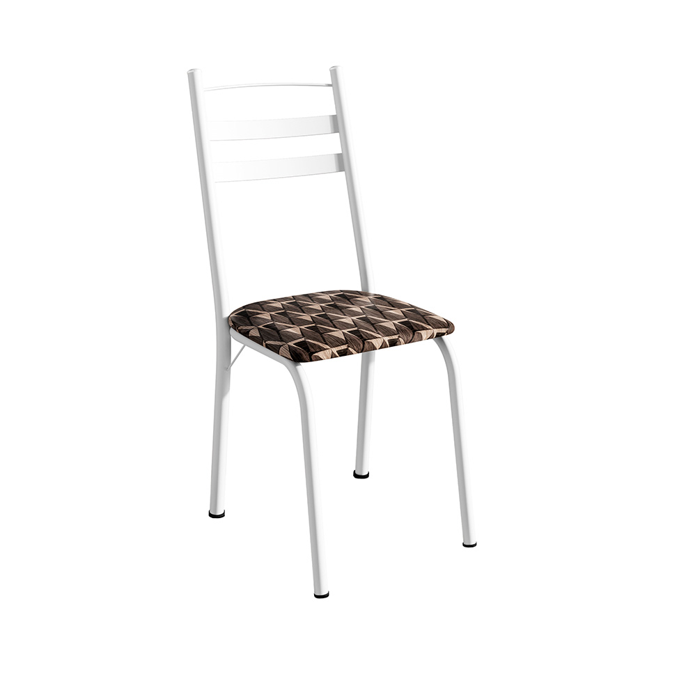 Conjunto de Mesa Retangular com Tampo de MDP Amadeirado e 6 Cadeiras Adriana III Revestimento Sintético Palha e Branco
