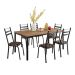 Conjunto de Mesa Retangular com Tampo de MDP Amadeirado e 6 Cadeiras Adriana III Revestimento Sintético Palha e Preto