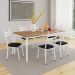 Conjunto de Mesa Retangular com Tampo de MDP Amadeirado e 6 Cadeiras Adriana III Revestimento Sintético Preto e Branco