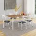 Conjunto de Mesa Retangular com Tampo de MDP Amadeirado e 6 Cadeiras Adriana III Revestimento Sintético Silver e Branco