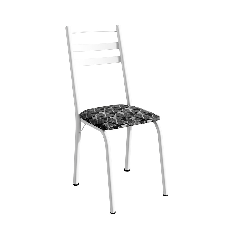 Conjunto de Mesa Retangular com Tampo de MDP Amadeirado e 6 Cadeiras Adriana III Revestimento Sintético Silver e Branco