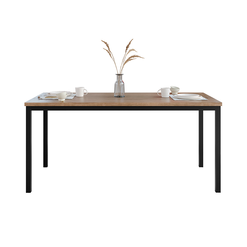 Conjunto de Mesa Retangular com Tampo de MDP Amadeirado e 6 Cadeiras Adriana III Revestimento Sintético Silver e Preto