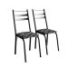 Conjunto de Mesa Retangular com Tampo de MDP Amadeirado e 6 Cadeiras Adriana III Revestimento Sintético Silver e Preto