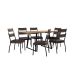 Conjunto de Mesa Retangular com Tampo de MDP Marrom Claro Atlanta e 6 Cadeiras Atenas Revestimento Sintético Marrom e Preto