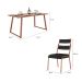 Conjunto de Mesa Retangular com Tampo de MDP Marrom Claro Atlanta e 6 Cadeiras Atenas Revestimento Sintético Preto e Cobre