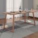 Conjunto de Mesa Retangular com Tampo de MDP Marrom Claro Atlanta e 6 Cadeiras Atenas Revestimento Sintético Preto e Cobre