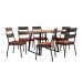 Conjunto de Mesa Retangular com Tampo de MDP Marrom Claro Atlanta e 6 Cadeiras Atenas Revestimento Sintético Terracota e Preto