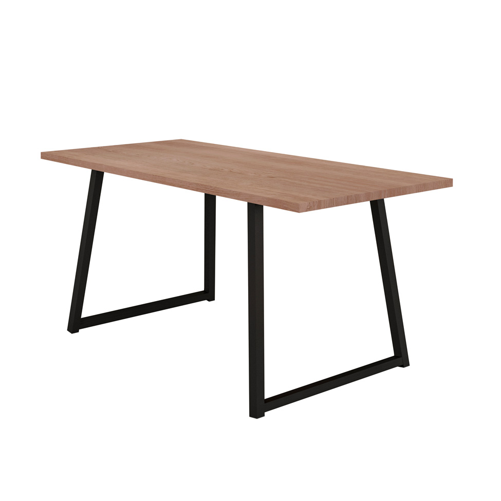 Conjunto de Mesa Retangular com Tampo de MDP Marrom Claro Atlanta e 6 Cadeiras Atenas Revestimento Sintético Terracota e Preto
