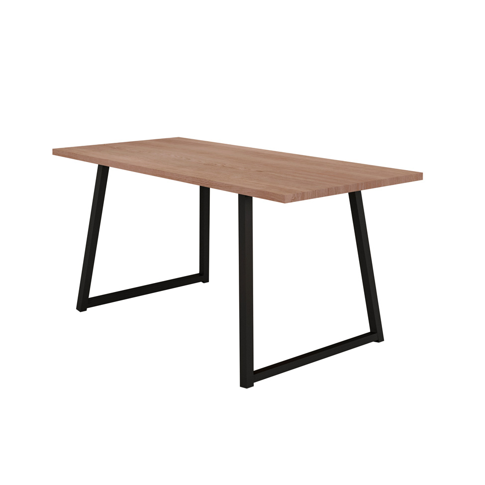 Conjunto de Mesa Retangular com Tampo de MDP Marrom Claro Atlanta e 6 Cadeiras Olímpia Revestimento Sintético Terracota e Preto
