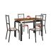 Conjunto de Mesa Retangular com Tampo de MDP Marrom Copenhague e 4 Cadeiras Monterrey Revestimento Sintético Branco e Preto