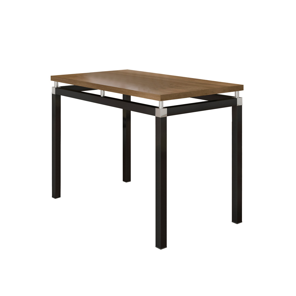 Conjunto de Mesa Retangular com Tampo de MDP Marrom Copenhague e 4 Cadeiras Monterrey Revestimento Sintético Branco e Preto