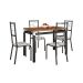Conjunto de Mesa Retangular com Tampo de MDP Marrom Copenhague e 4 Cadeiras Monterrey Revestimento Sintético Florido Branco e Preto
