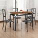Conjunto de Mesa Retangular com Tampo de MDP Marrom Copenhague e 4 Cadeiras Monterrey Revestimento Sintético Florido Preto e Branco