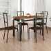 Conjunto de Mesa Retangular com Tampo de MDP Marrom Copenhague e 4 Cadeiras Monterrey Revestimento Sintético Marrom e Preto