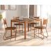 Conjunto de Mesa Retangular com Tampo de MDP Marrom Valência e 4 Cadeiras Marselha Revestimento Sintético Terracota e Cobre