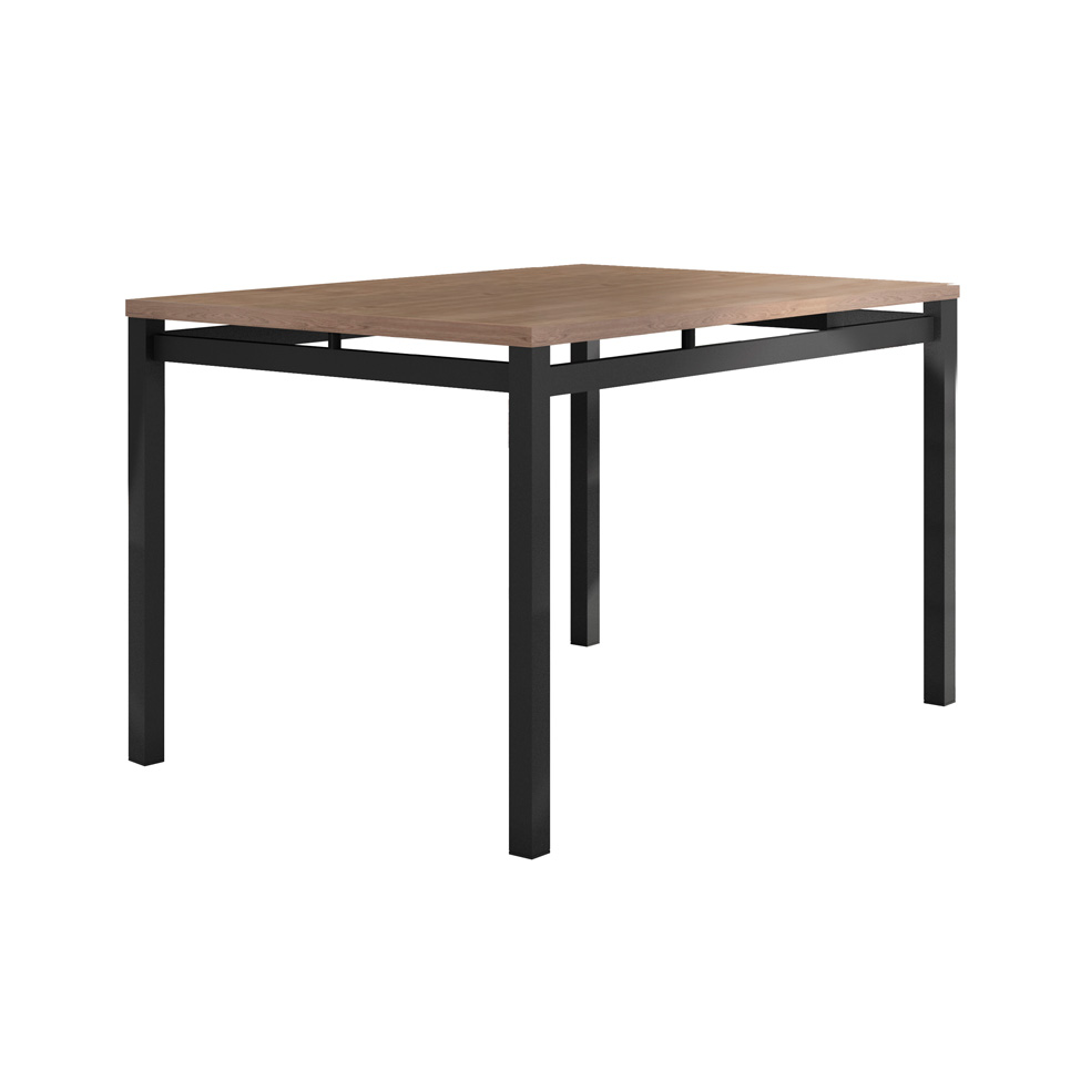 Conjunto de Mesa Retangular com Tampo de MDP Marrom Valência e 6 Cadeiras Marselha Revestimento Sintético Bege e Preto