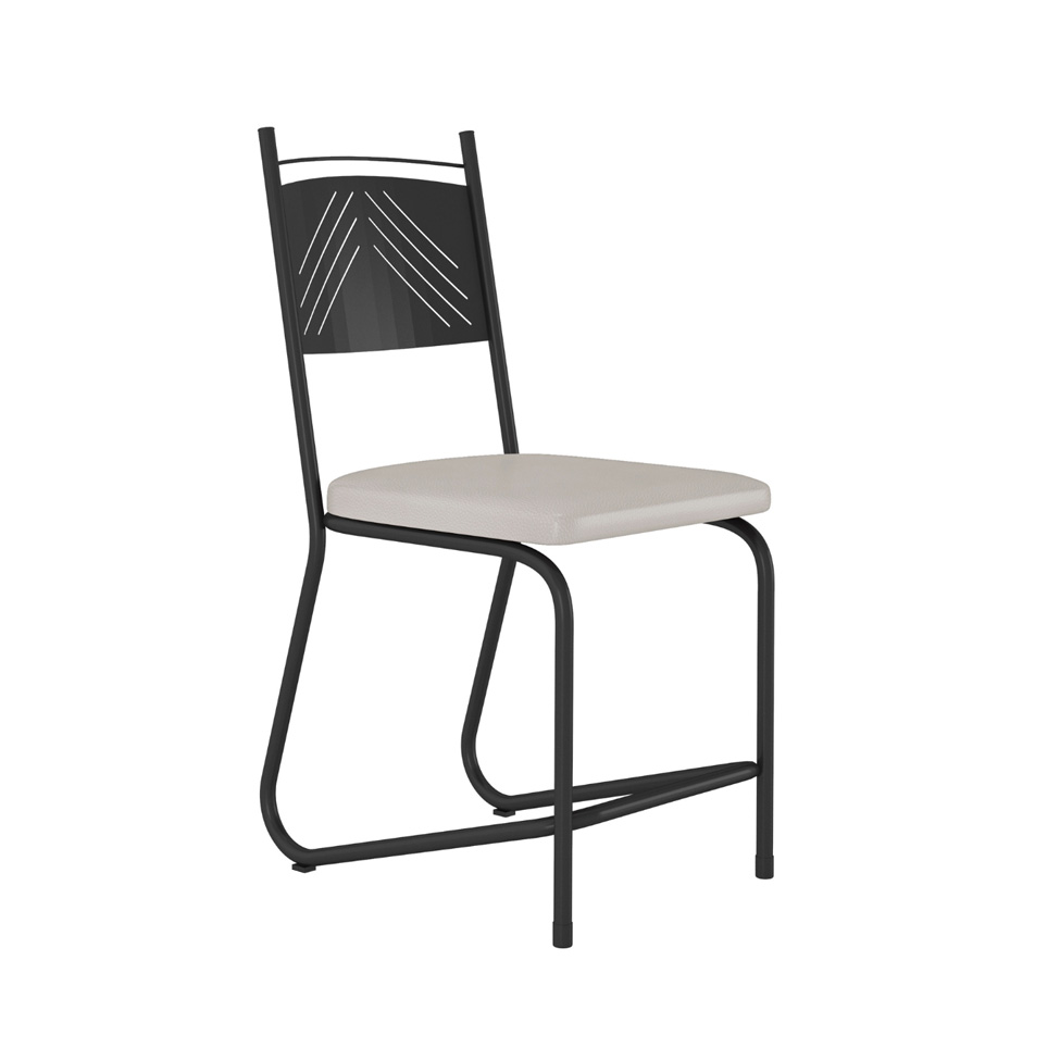 Conjunto de Mesa Retangular com Tampo de MDP Marrom Valência e 6 Cadeiras Marselha Revestimento Sintético Bege e Preto