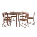 Conjunto de Mesa Retangular com Tampo de MDP Marrom Valência e 6 Cadeiras Marselha Revestimento Sintético Terracota e Cobre