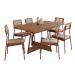 Conjunto de Mesa Retangular com Tampo de MDP Nogal Átria e 6 Cadeiras Cadeiras Catarina Revestimento Sintético Caramelo