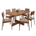 Conjunto de Mesa Retangular com Tampo de MDP Nogal Átria e 6 Cadeiras Helena Revestimento Sintético Caramelo e Areia